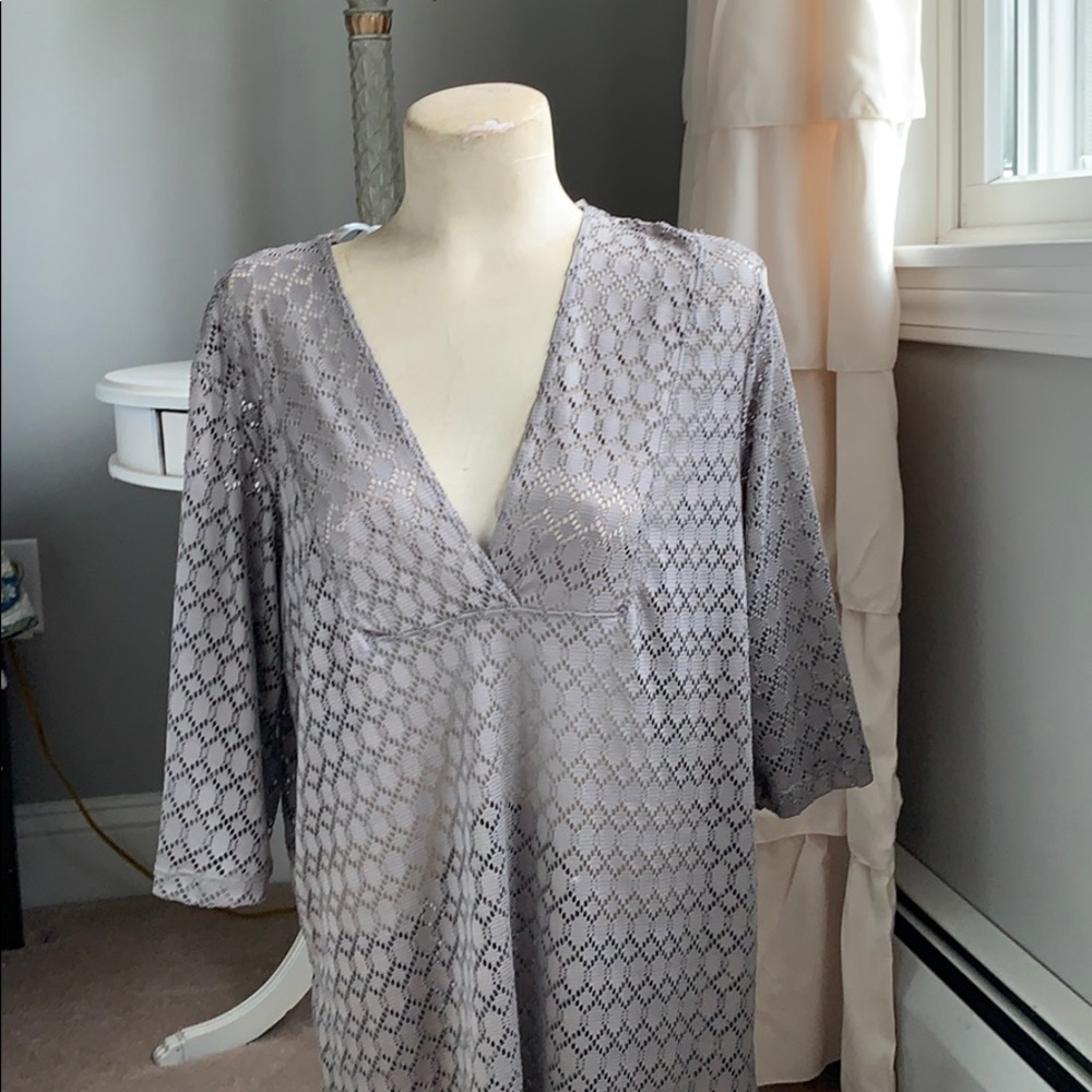 Beautiful taupe lace bathing suit coverup